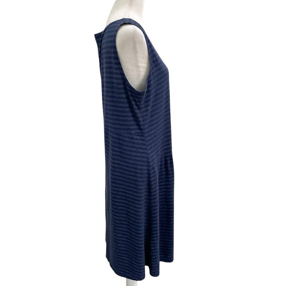 Cut Loose Linen Blend Stripe Sleeveless Dress Lagenlook Blue size Medium - Picture 4 of 8
